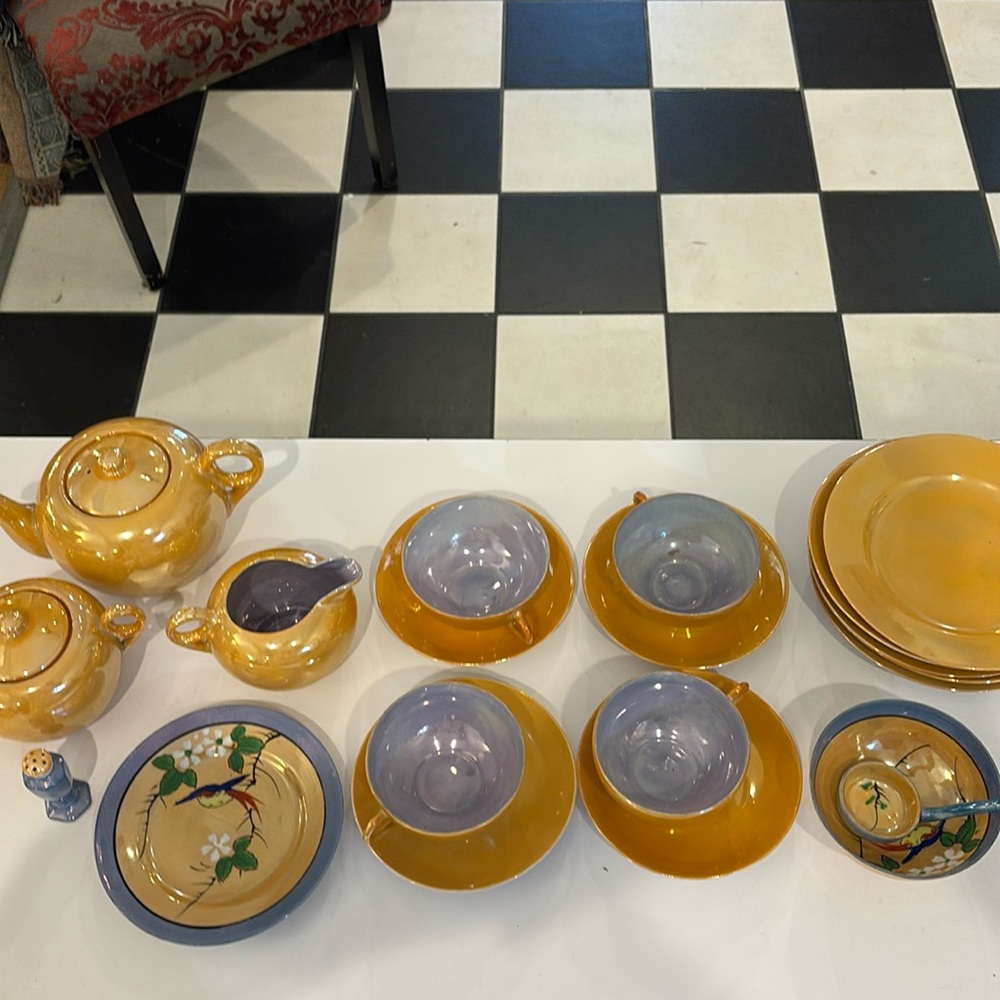 Antique Japanese Lusterware tea set 22 pc